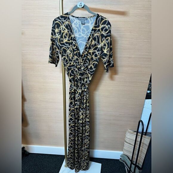 Kate & Mallory® Knit Elbow Sleeve Belted Tie-Waist Wide Leg Jumpsuit - Picture 5 of 9